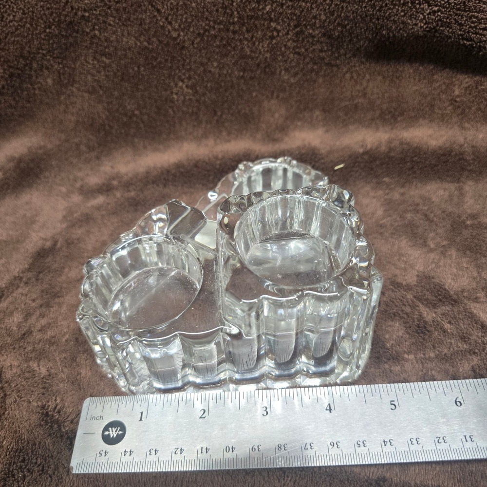 PartyLite Glass Vanity Set (3-Piece Modular Scalloped Clear Vintage 4.5")